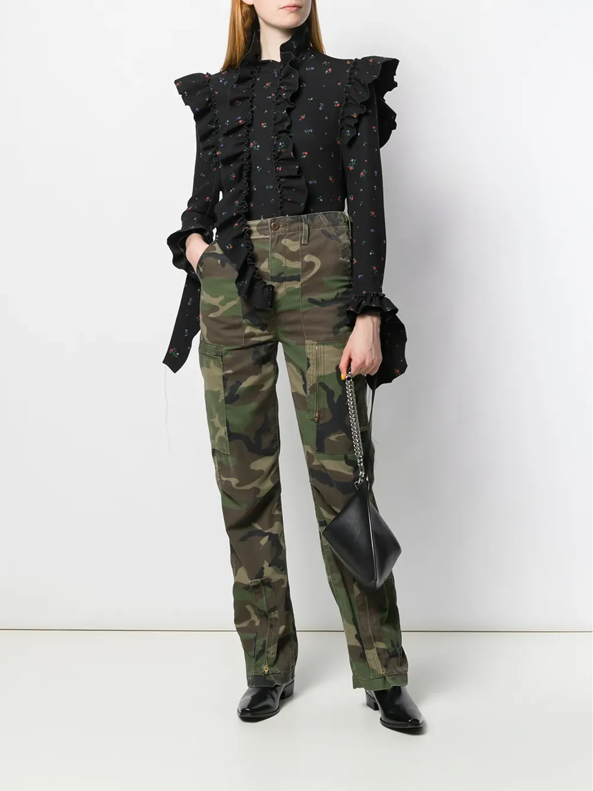 VETEMENTS 花柄プリントのフリルシャツ - 画像2