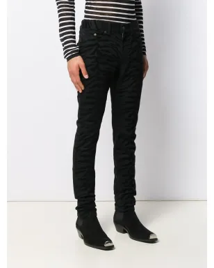 Saint Laurent ゼブラプリント スキニー ジーンズ - ブラック - サムネイル3