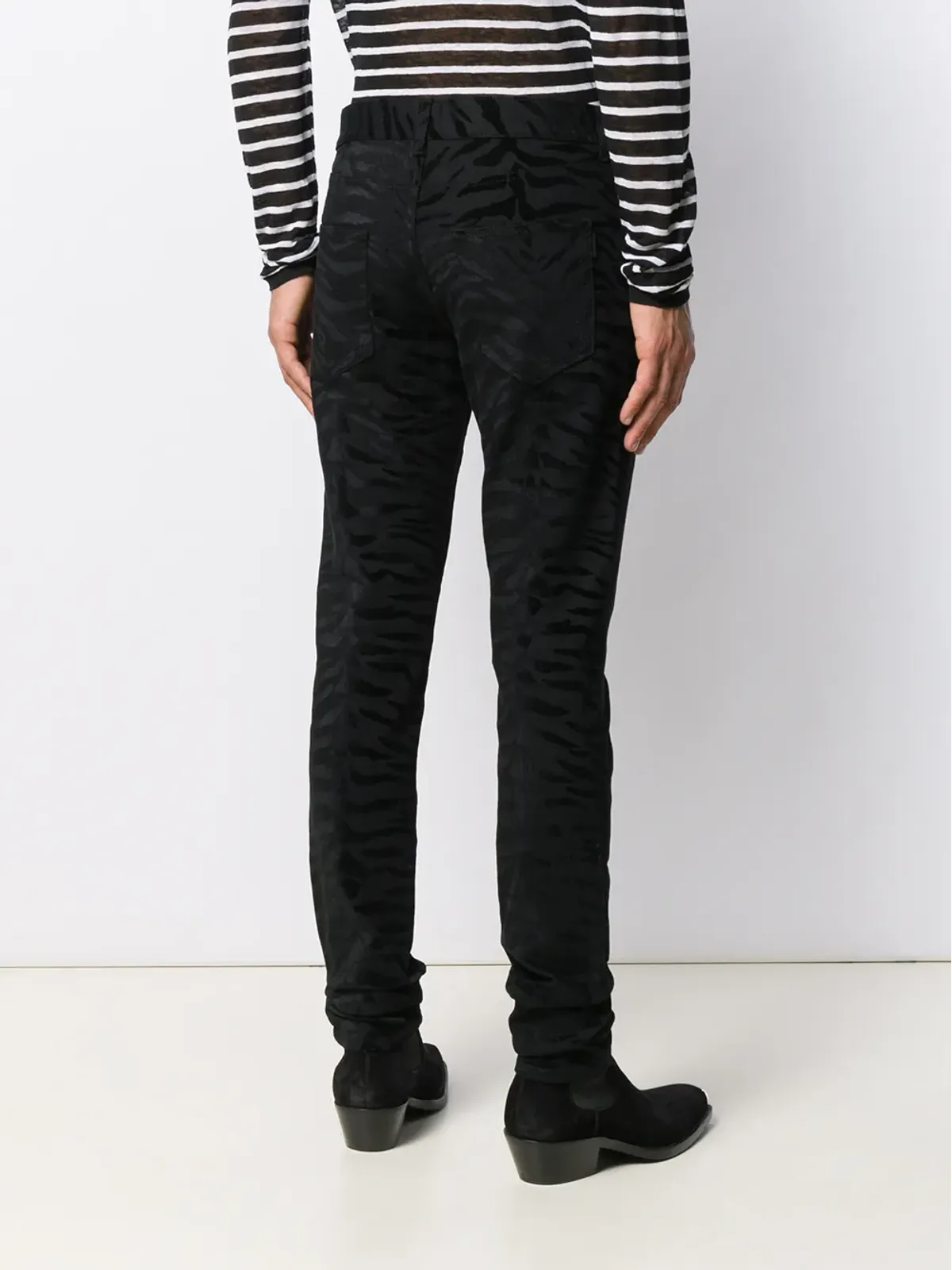 Saint Laurent ゼブラプリント スキニー ジーンズ - ブラック - 画像4
