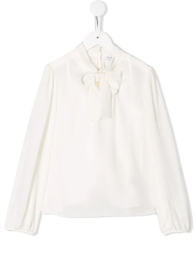 Dolce & Gabbana Kids Dolce & Gabbana Kids pussy-bow クレープデシネ ブラウス - Whiteの商品画像