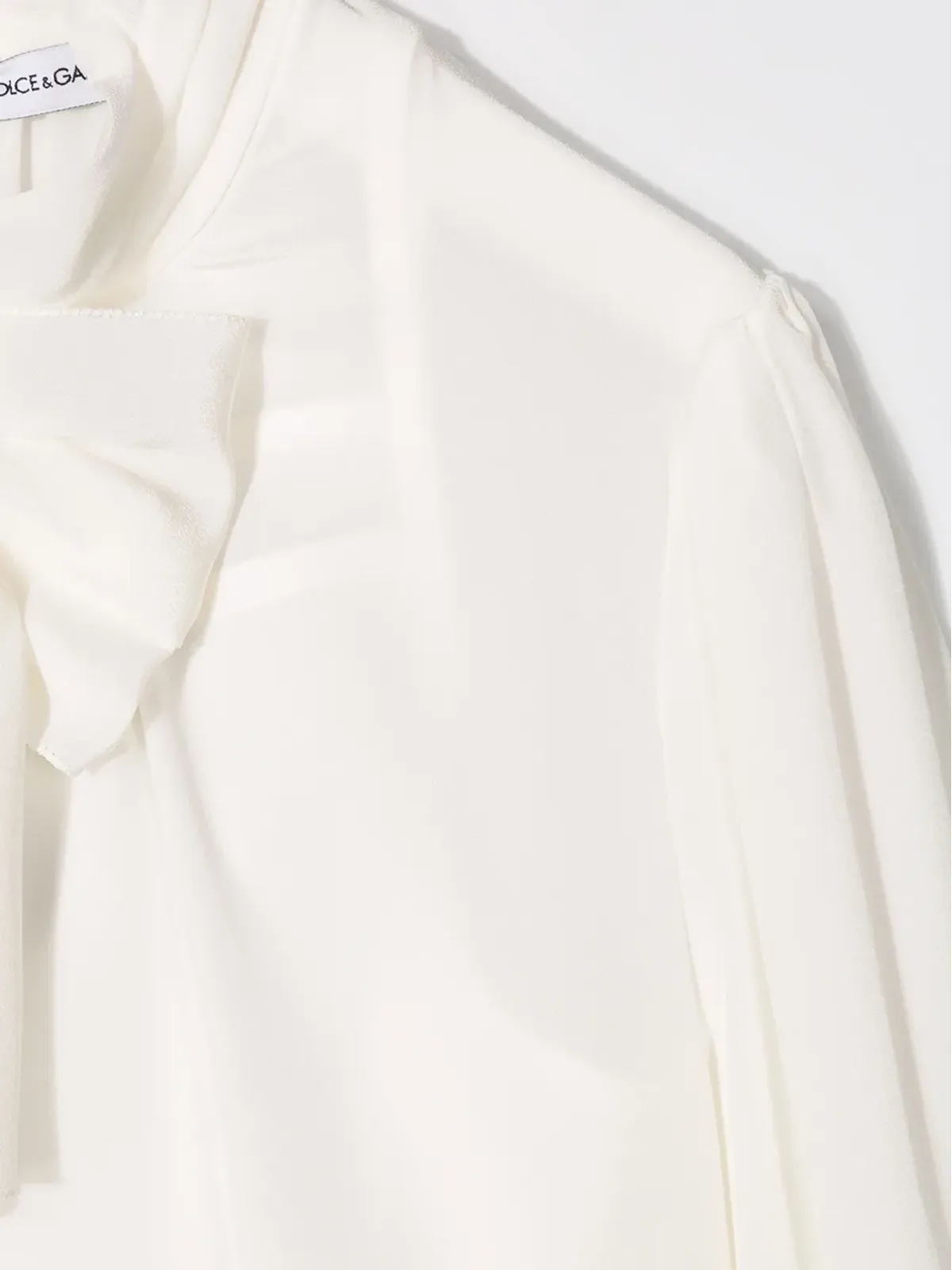Dolce & Gabbana Kids pussy-bow クレープデシネ ブラウス - White - 画像3