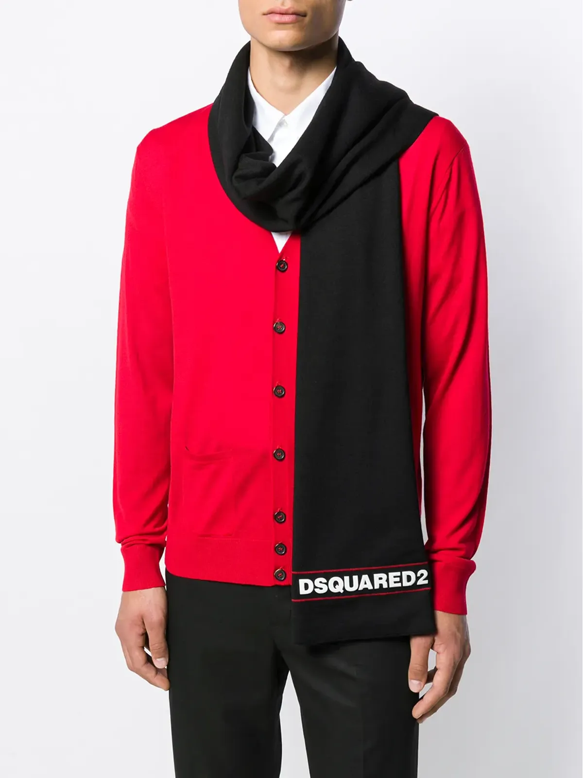 DSQUARED2 ロゴプリントスカーフ - ブラック - 画像2