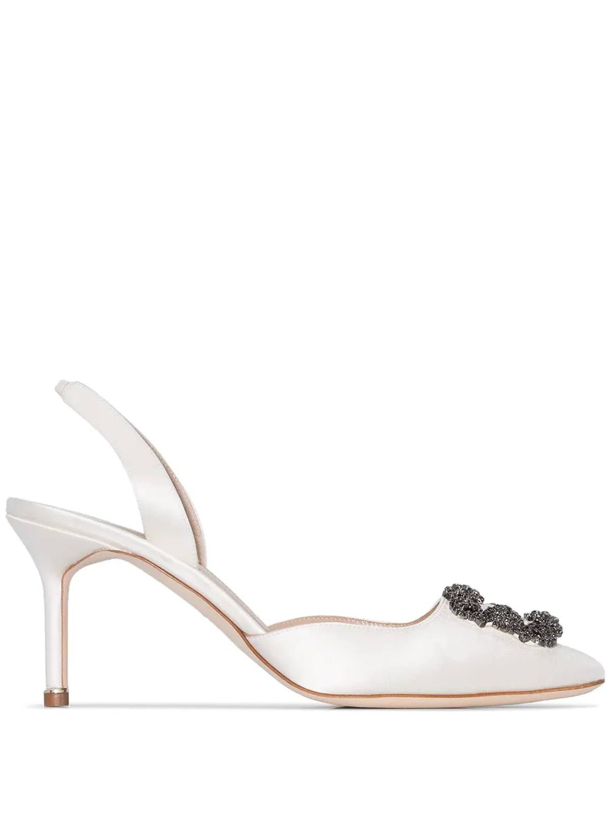 Manolo Blahnik Hangisi クリスタル装飾のサテンパンプス - 画像1