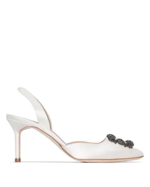 Manolo Blahnik Hangisi クリスタル装飾のサテンパンプス - サムネイル1