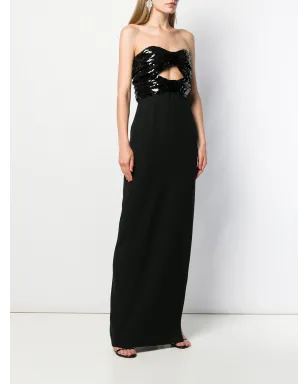 Saint Laurent セクイン装飾付きイブニングドレス - ブラック - サムネイル3