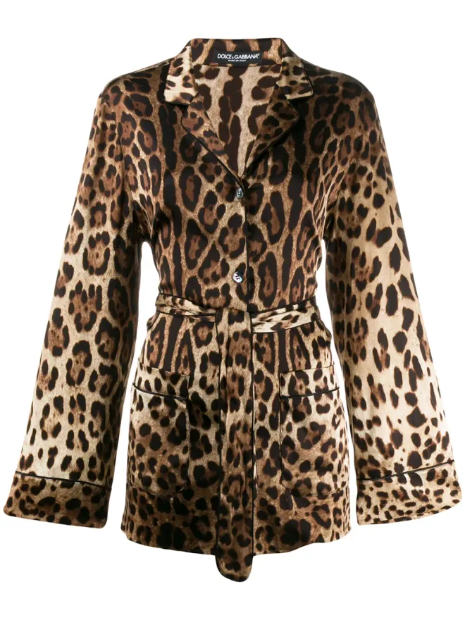 Dolce & Gabbana Dolce & Gabbana 豹柄ベルト付きパジャマシャツ ブラウンの商品画像