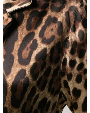 Dolce & Gabbana 豹柄ベルト付きパジャマシャツ ブラウン - サムネイル5