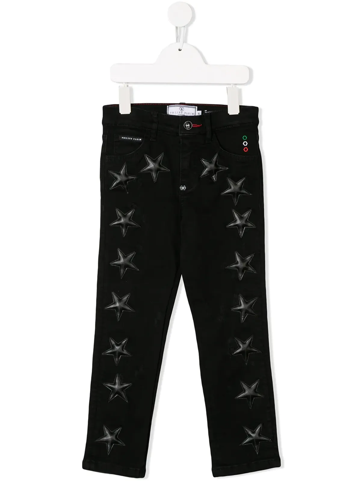 Philipp Plein Junior スーパーストレートカット・スター付きジーンズ - 画像1