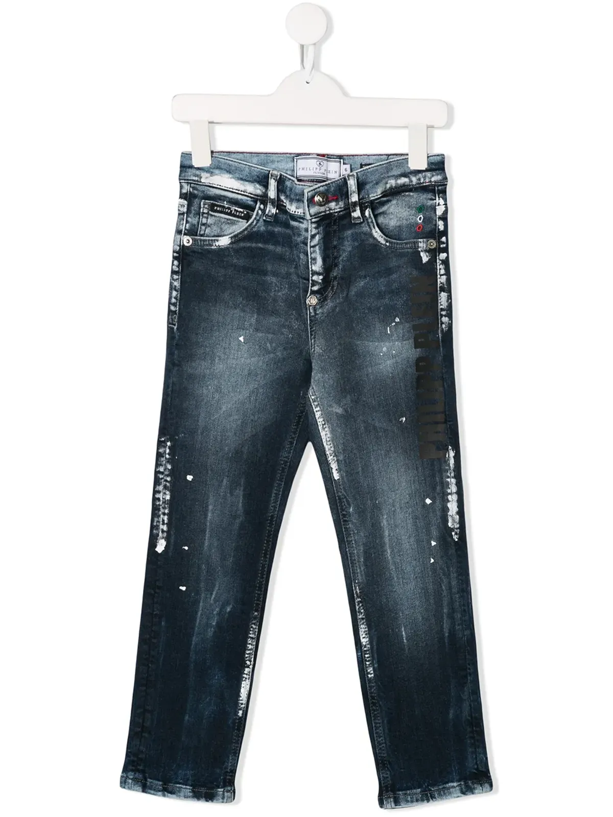 Philipp Plein Junior ペイントスプラッター ジーンズ - ブルー - 画像1