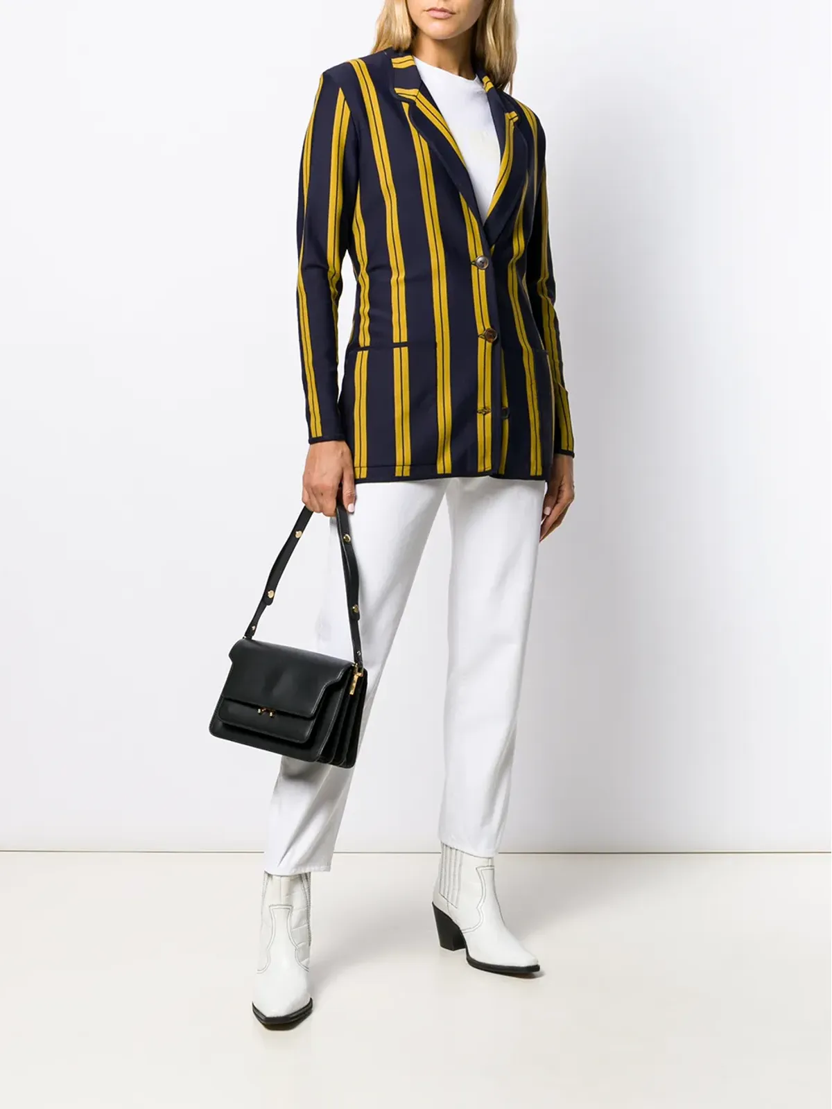 Jean Paul Gaultier Pre-Owned 1991 Striped single breasted blazer - Blue - 画像2