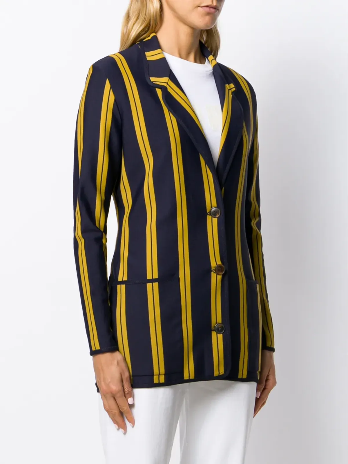 Jean Paul Gaultier Pre-Owned 1991 Striped single breasted blazer - Blue - 画像3
