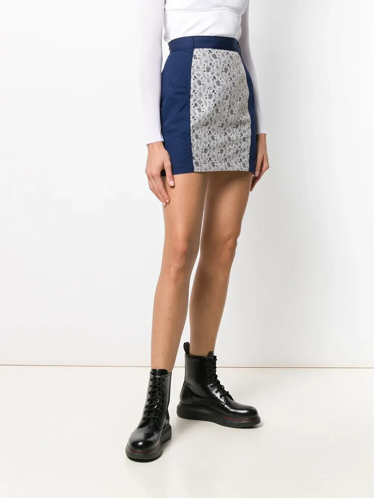 Jean Paul Gaultier Pre-Owned 花柄レースパネル ミニスカート - Blue - 画像3