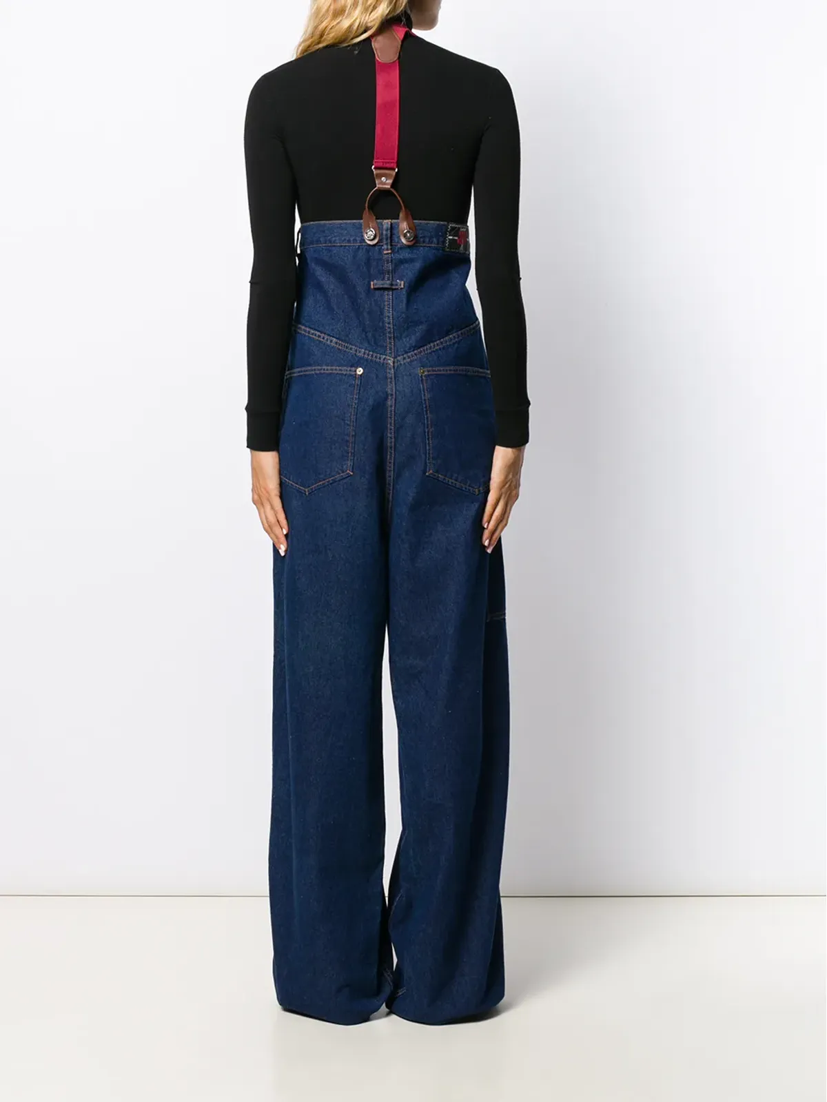 Jean Paul Gaultier Pre-Owned 1993 high rise suspender wide-legged jeans - Blue - 画像4