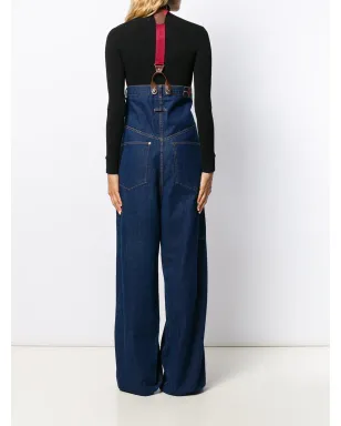 Jean Paul Gaultier Pre-Owned 1993 high rise suspender wide-legged jeans - Blue - サムネイル4