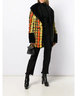 Jean Paul Gaultier Pre-Owned 1997 チェック柄フェイクファージャケット - イエロー - サムネイル2