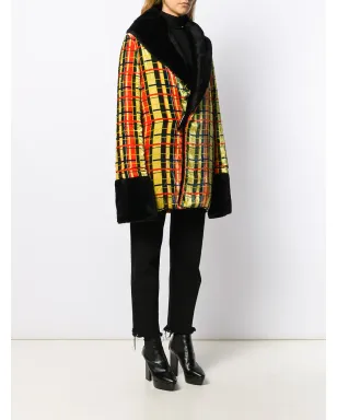 Jean Paul Gaultier Pre-Owned 1997 チェック柄フェイクファージャケット - イエロー - サムネイル3