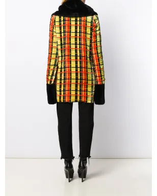 Jean Paul Gaultier Pre-Owned 1997 チェック柄フェイクファージャケット - イエロー - サムネイル4