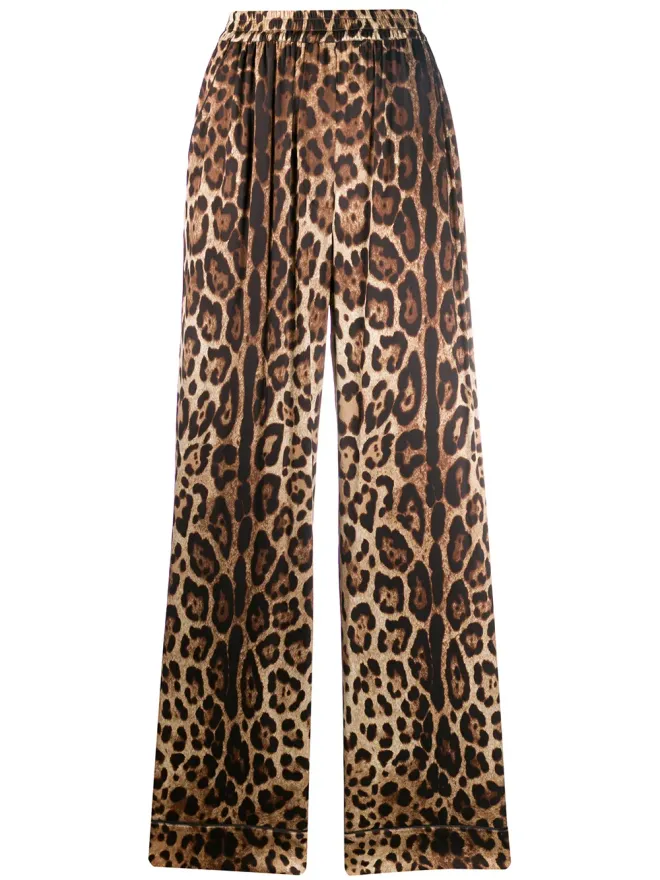 Dolce & Gabbana Dolce & Gabbana レオパード柄サテンパジャマパンツの商品画像