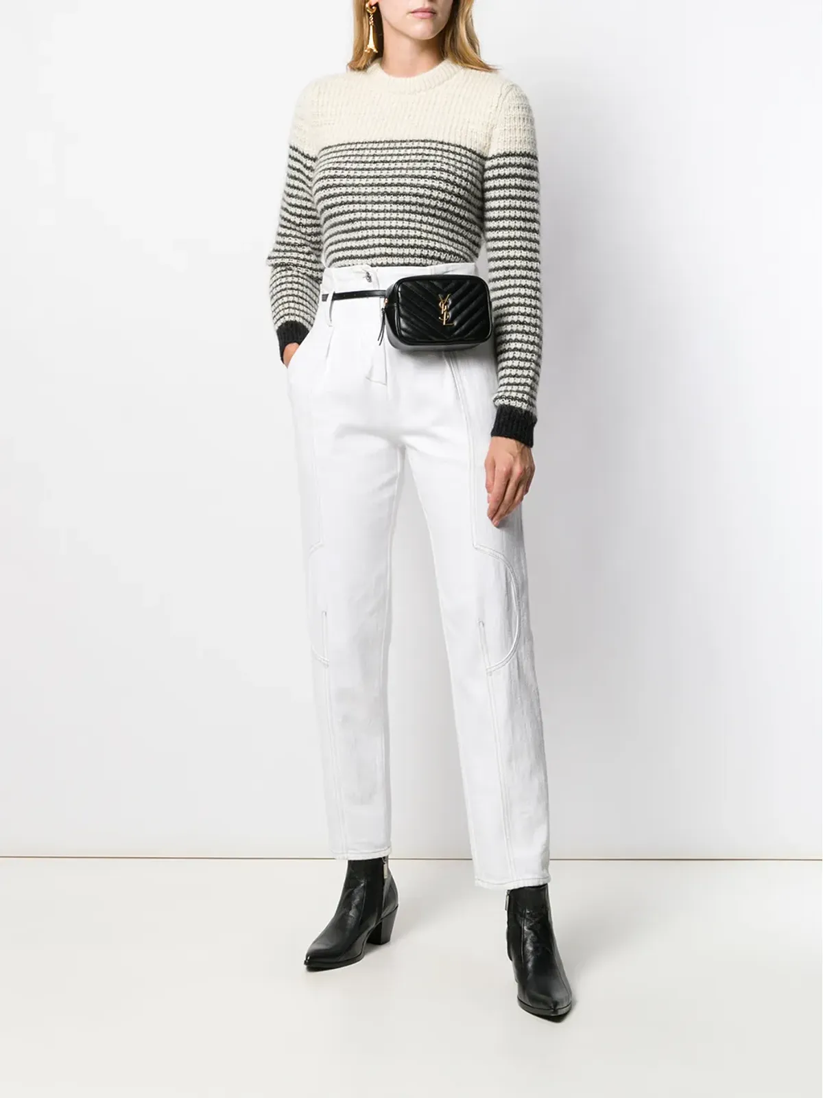 Saint Laurent ストライプ入りクルーネックジャンパー - 画像2