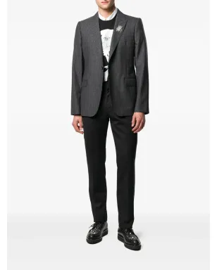 Alexander McQueen 昆虫モチーフ付きピンストライプブレザー - サムネイル2
