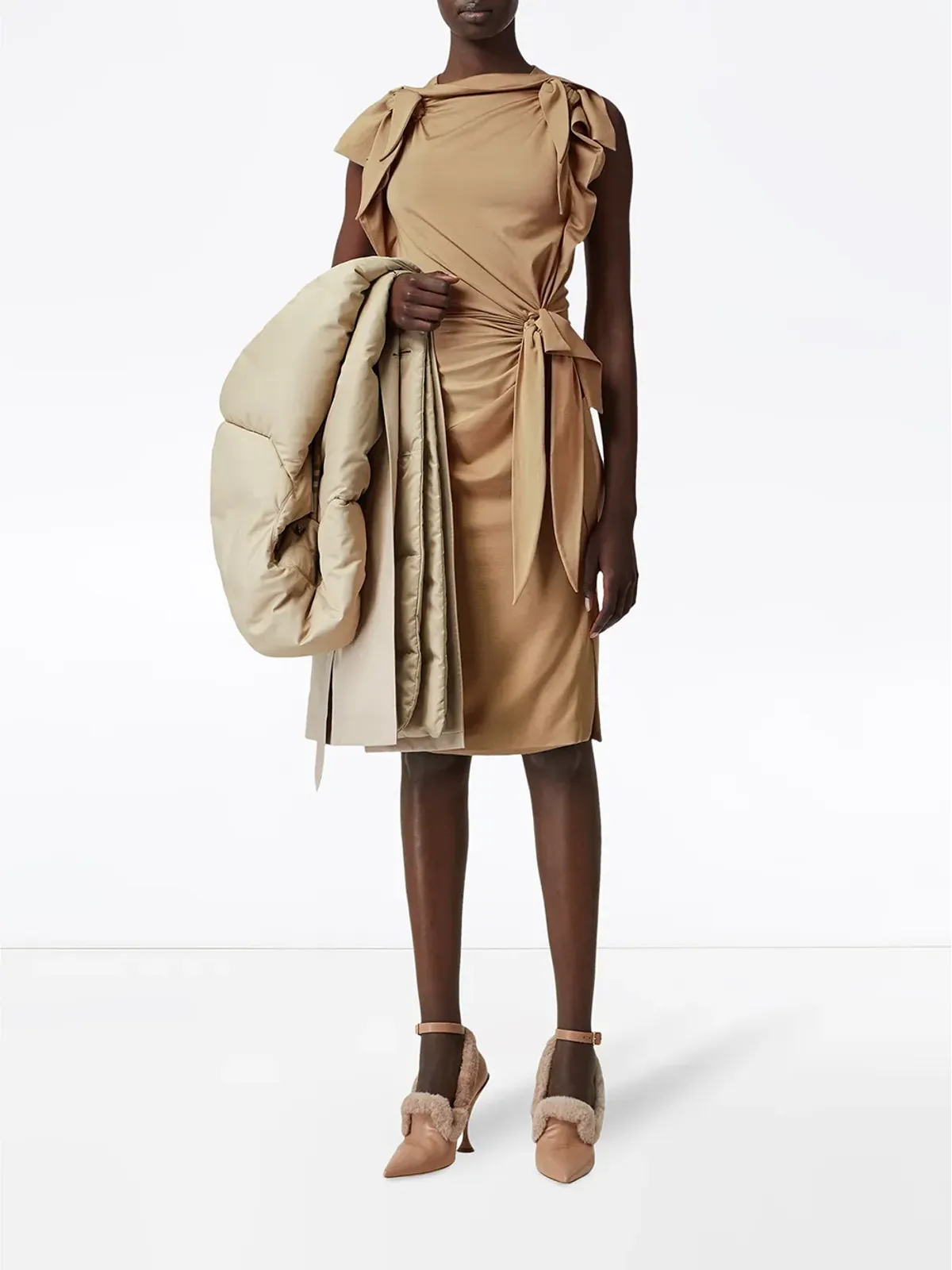 Burberry タイディテール トライカラー シルクジャージードレス - 画像2
