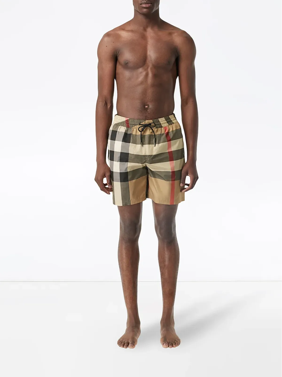 Burberry ベージュ系チェック柄 ドローストリング スイムショーツ - 画像2