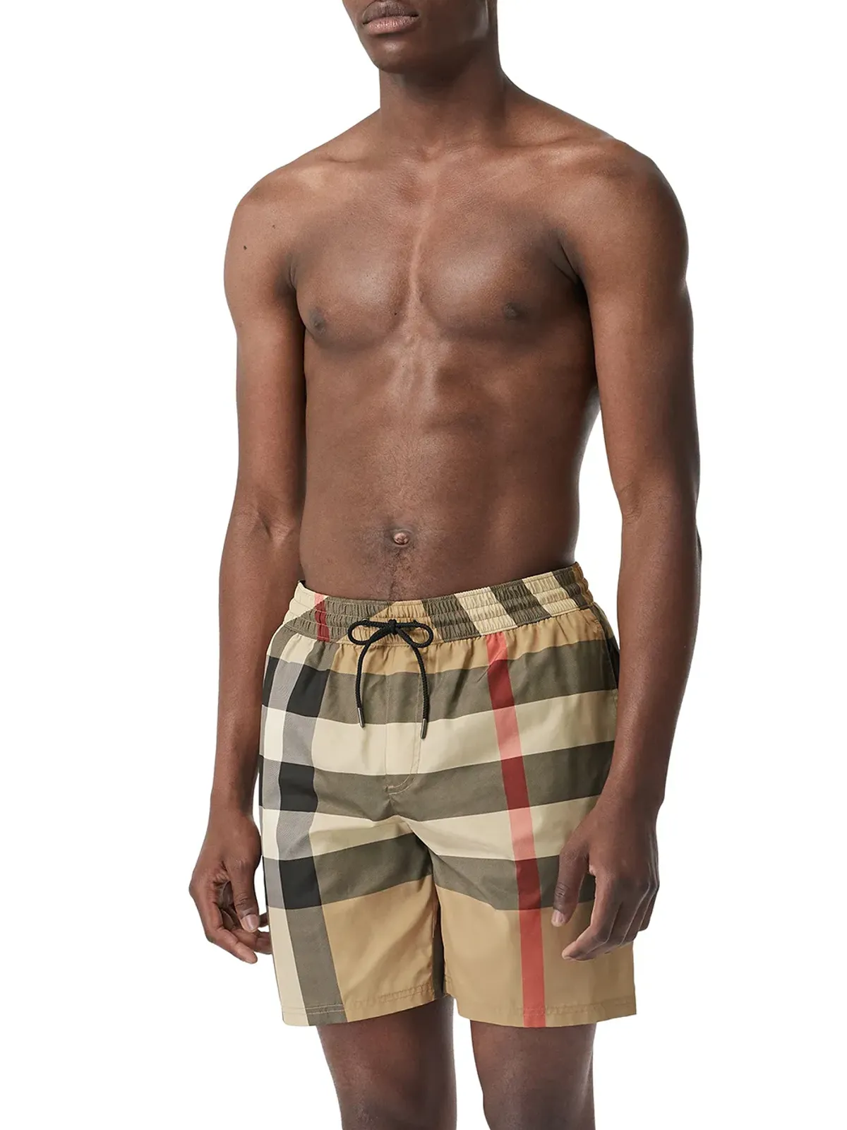 Burberry ベージュ系チェック柄 ドローストリング スイムショーツ - 画像3