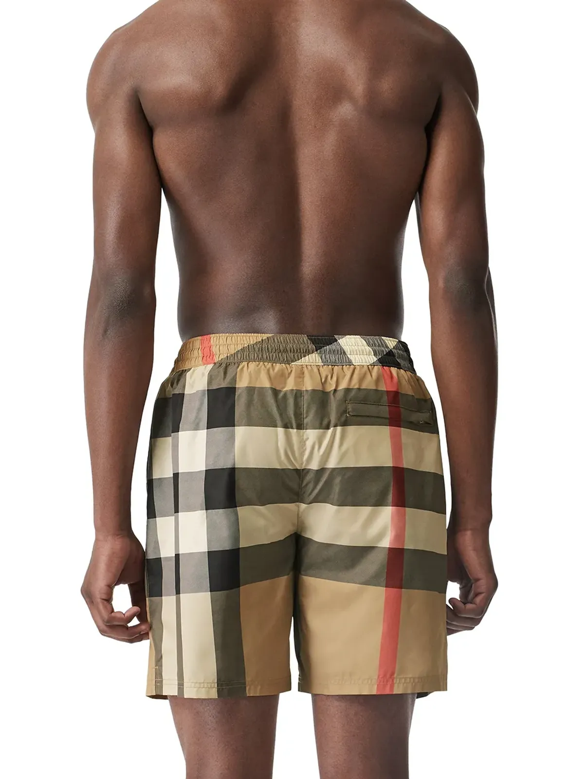 Burberry ベージュ系チェック柄 ドローストリング スイムショーツ - 画像4