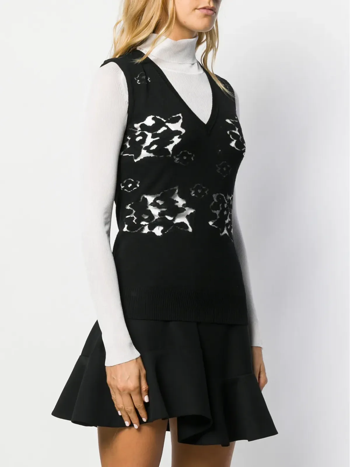 Christian Dior Pre-Owned 2000年代ニット花柄ベスト - 画像3