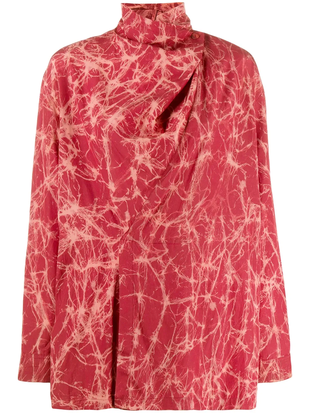 Issey Miyake ビンテージ 1980年代 ドレープネック ブラウス - Red - 画像1
