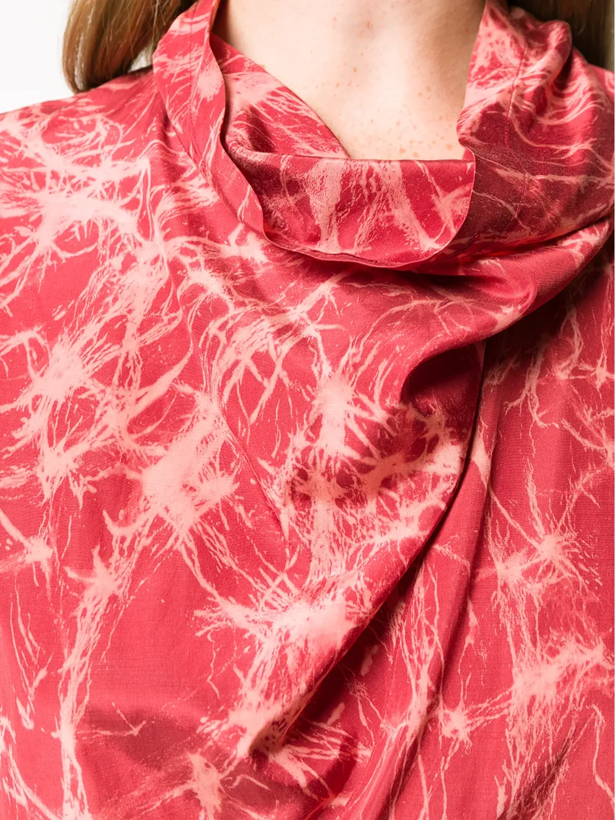 Issey Miyake ビンテージ 1980年代 ドレープネック ブラウス - Red - 画像5