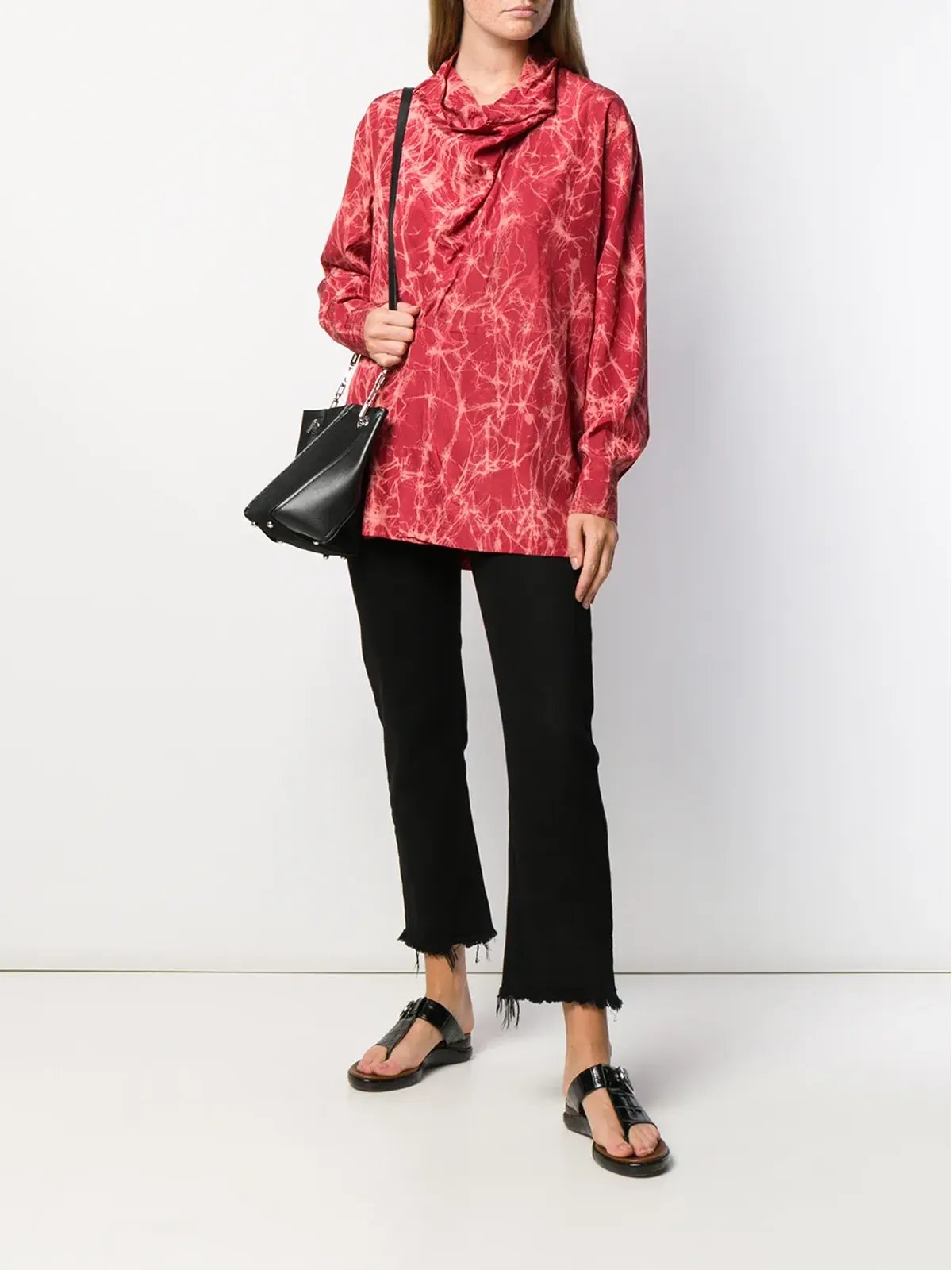 Issey Miyake ビンテージ 1980年代 ドレープネック ブラウス - Red - 画像2