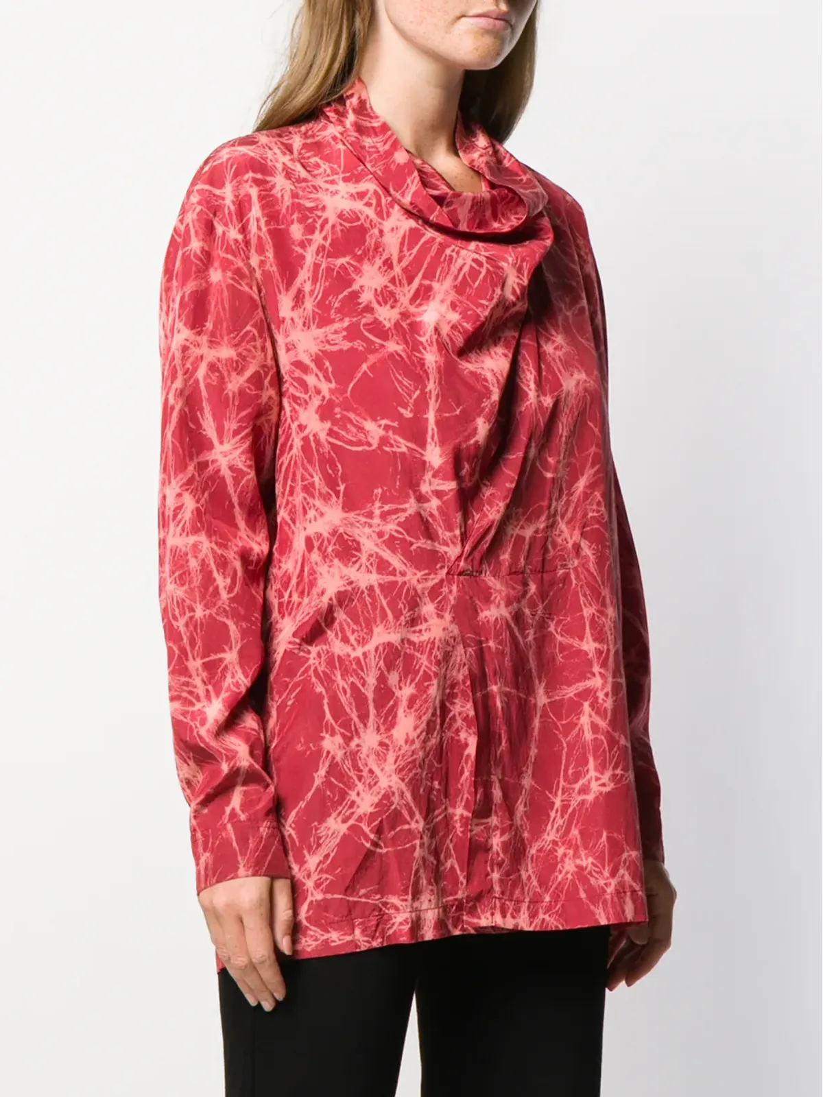 Issey Miyake ビンテージ 1980年代 ドレープネック ブラウス - Red - 画像3