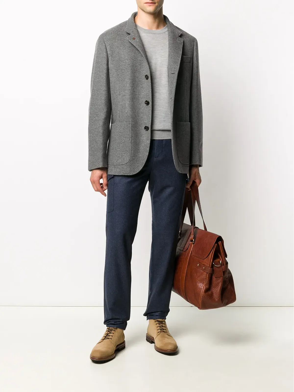 Brunello Cucinelli ボックスフィット ボタンダウンジャケット - グレー - 画像2