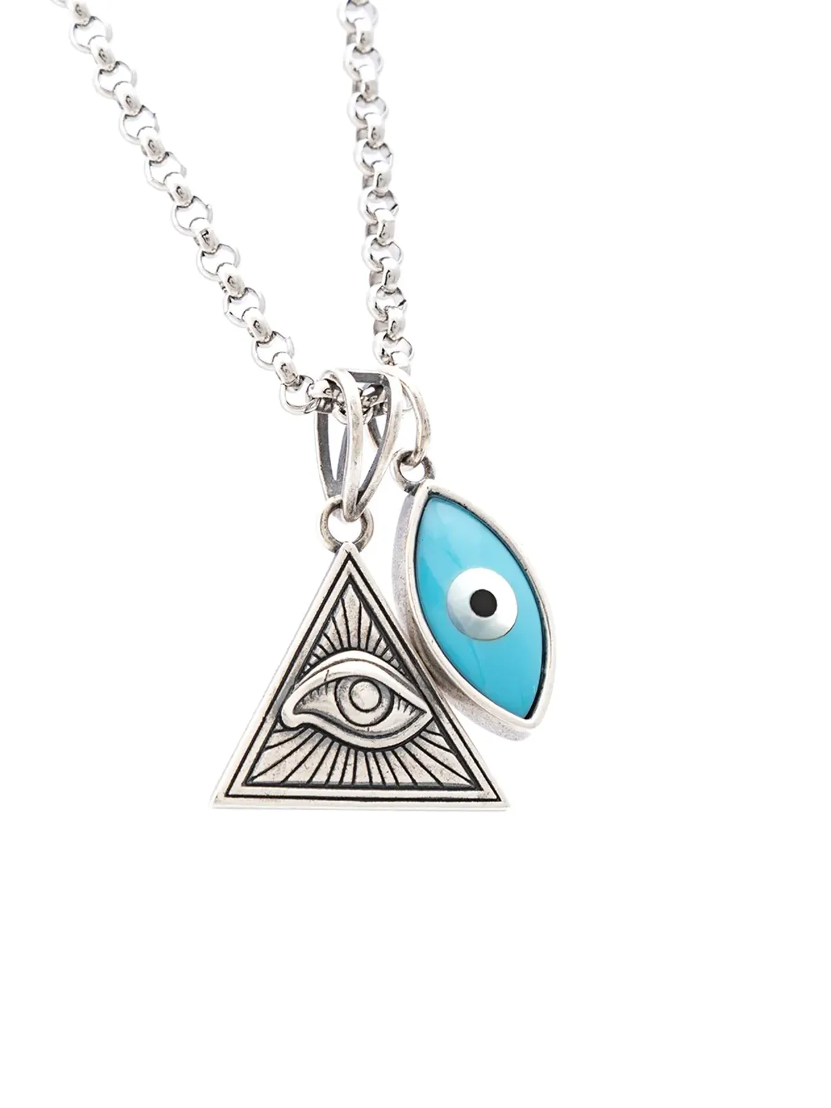 Nialaya Jewelry 邪眼とラーの目 ペンダントネックレス - シルバー - 画像3
