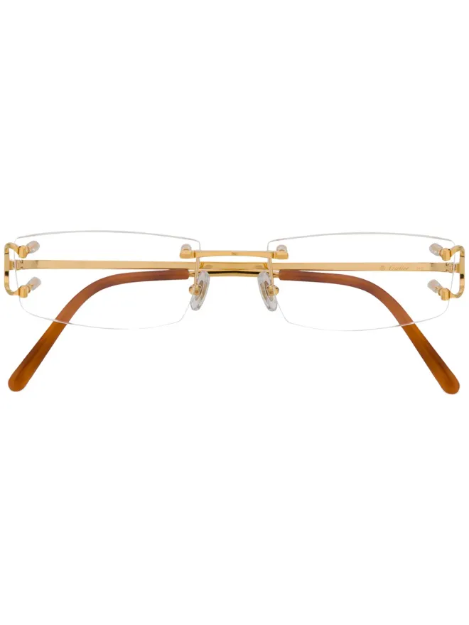 Cartier Eyewear Cartier Eyewear 長方形フレーム眼鏡 - ゴールドの商品画像