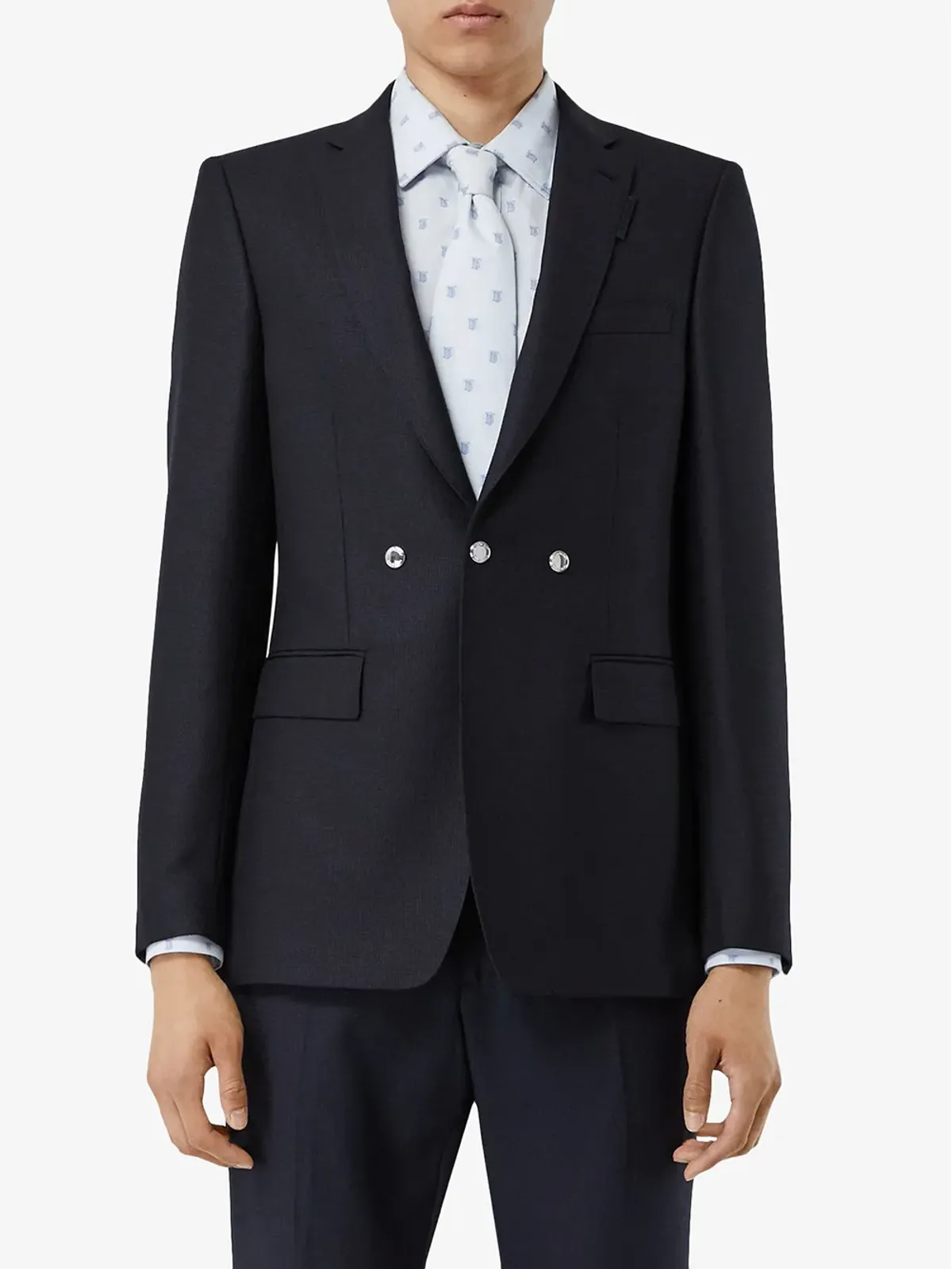 Burberry イングリッシュフィット トリプルスタッド ウール・モヘア テーラードジャケット - ブルー - 画像3