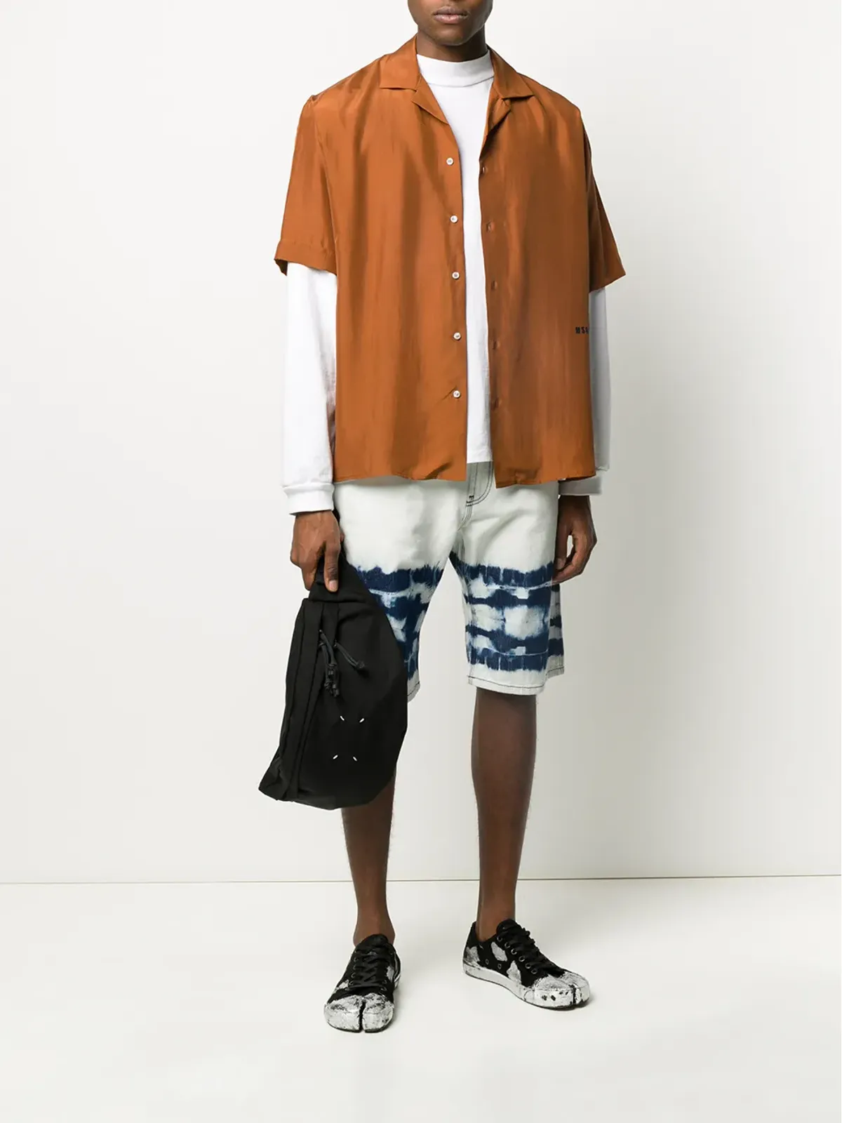 MSGM アブストラクトプリントデニムショーツ ブルー - 画像2
