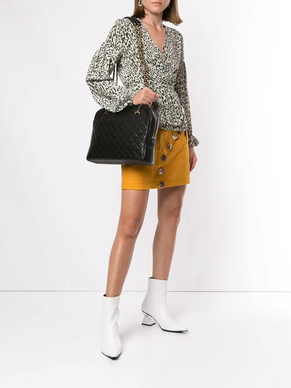 CHANEL ビンテージ 1997 CCマーク チャーム チェーン トート - ブラック - 画像2