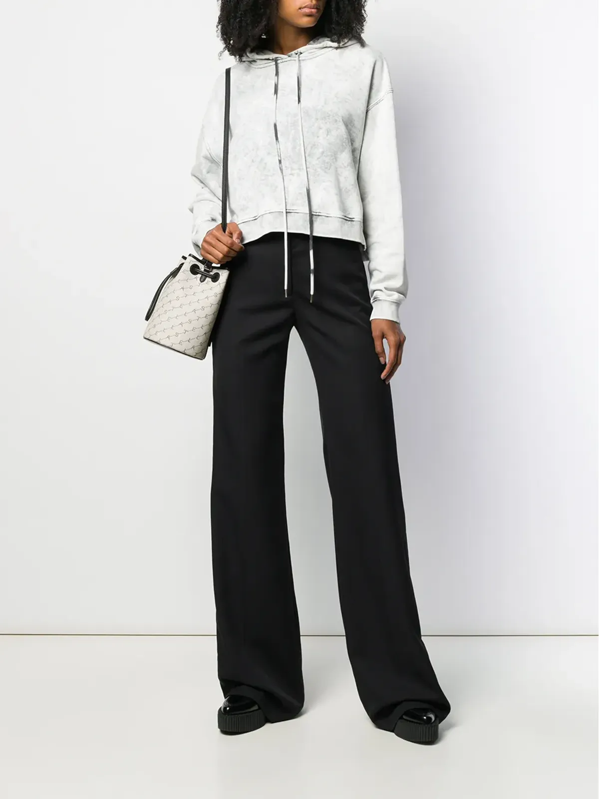 Stella McCartney クロップド アシッドウォッシュ フーディ - 画像2