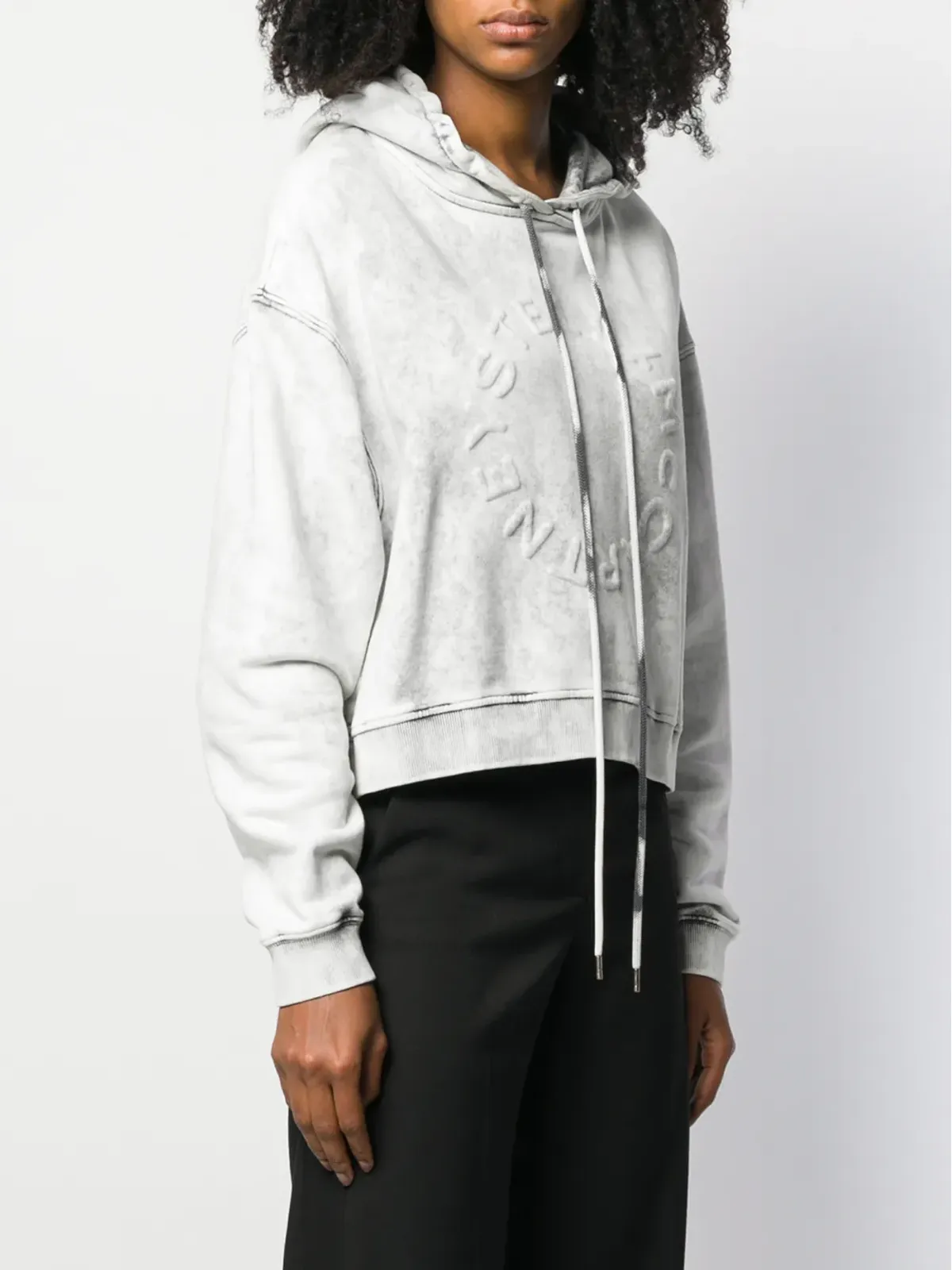 Stella McCartney クロップド アシッドウォッシュ フーディ - 画像3
