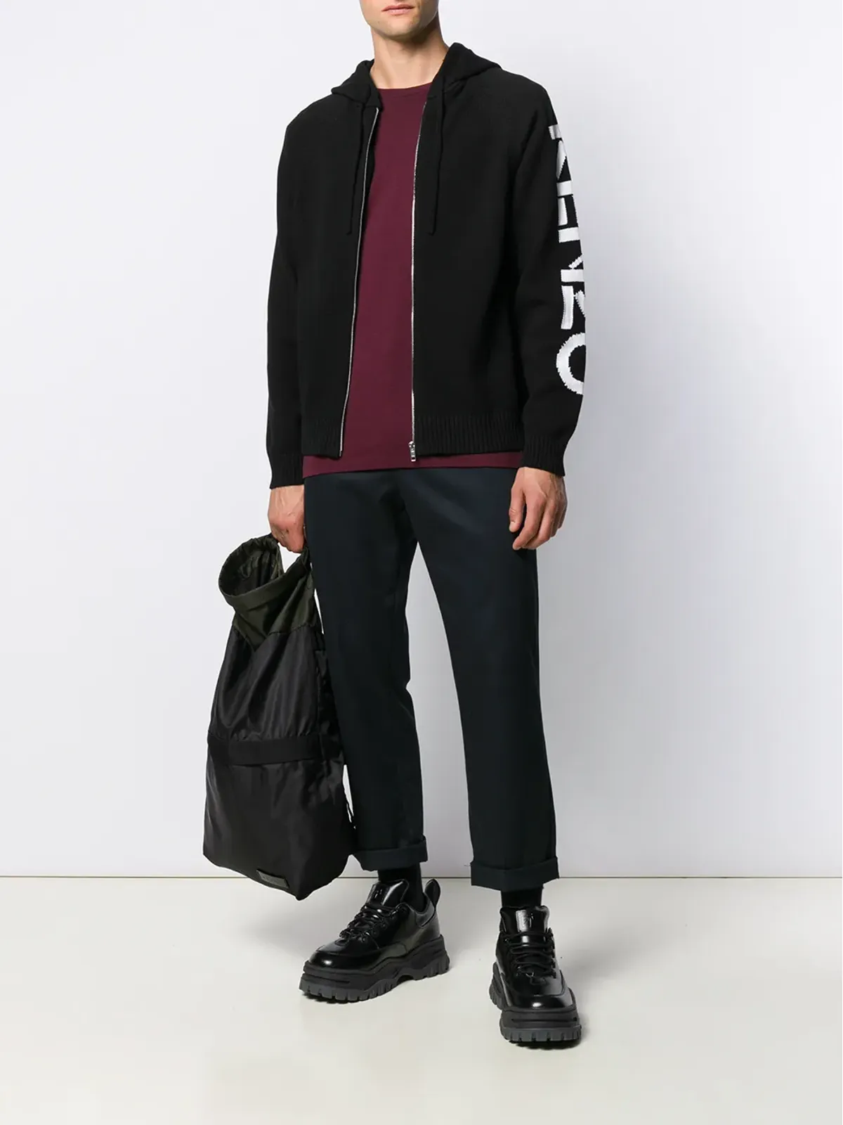 Kenzo インターシャニット ロゴ パーカー - 画像2