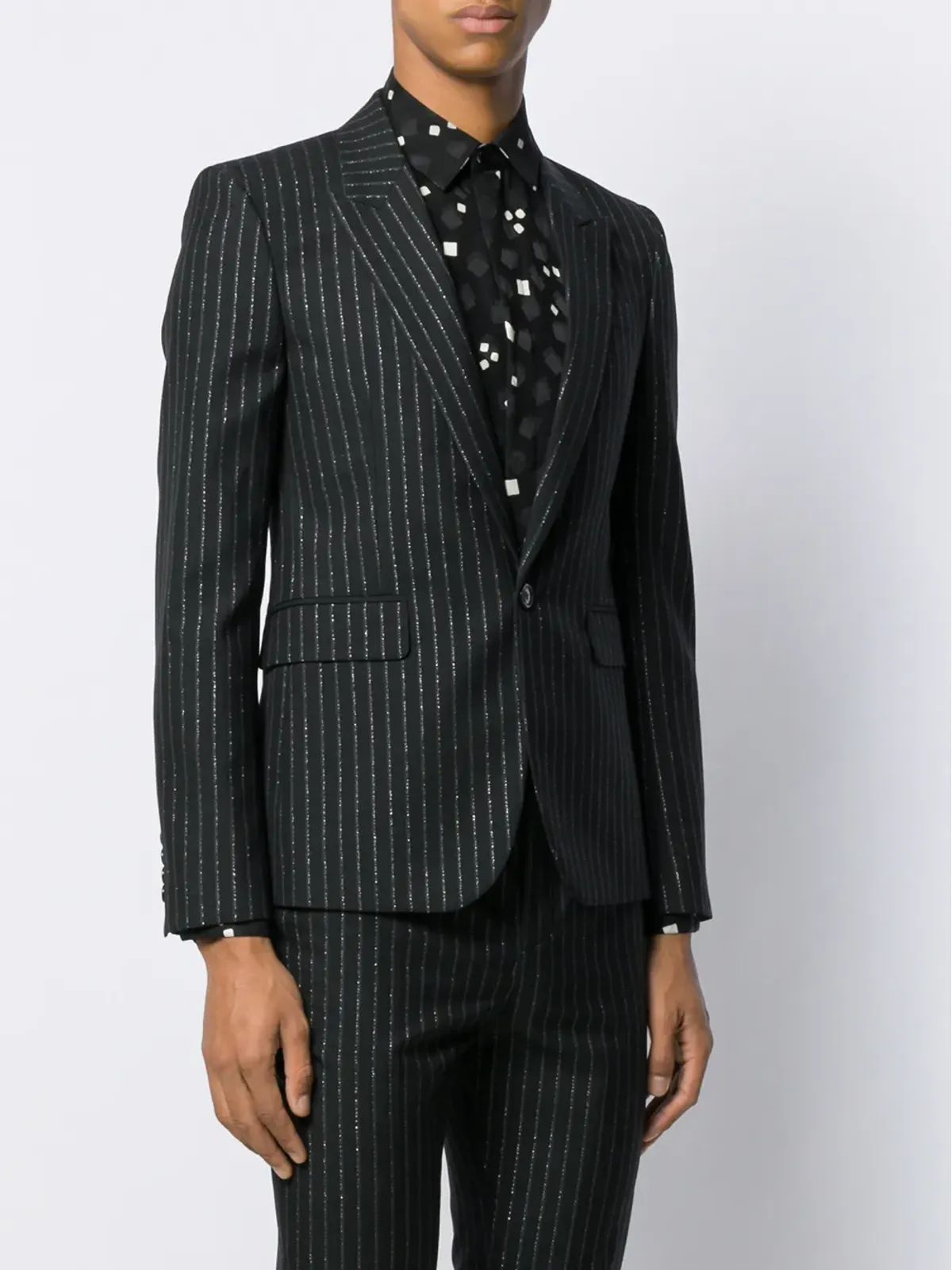 Saint Laurent メタリックストライプス ブレザー - ブラック - 画像3