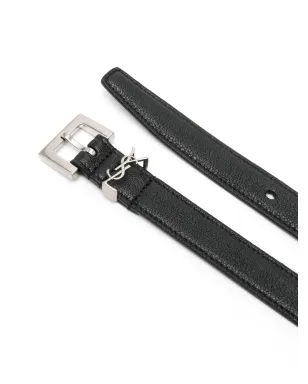 Saint Laurent Cassandre-plaque leather belt - Black - サムネイル2