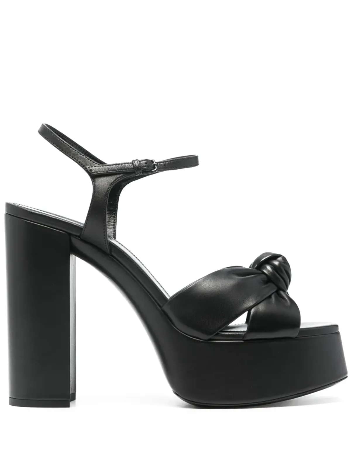 Saint Laurent ブラックのレザープラットフォームサンダル - 画像1