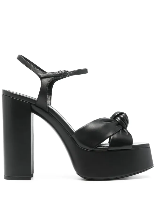 Saint Laurent Saint Laurent ブラックのレザープラットフォームサンダルの商品画像