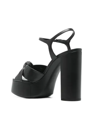 Saint Laurent ブラックのレザープラットフォームサンダル - サムネイル3