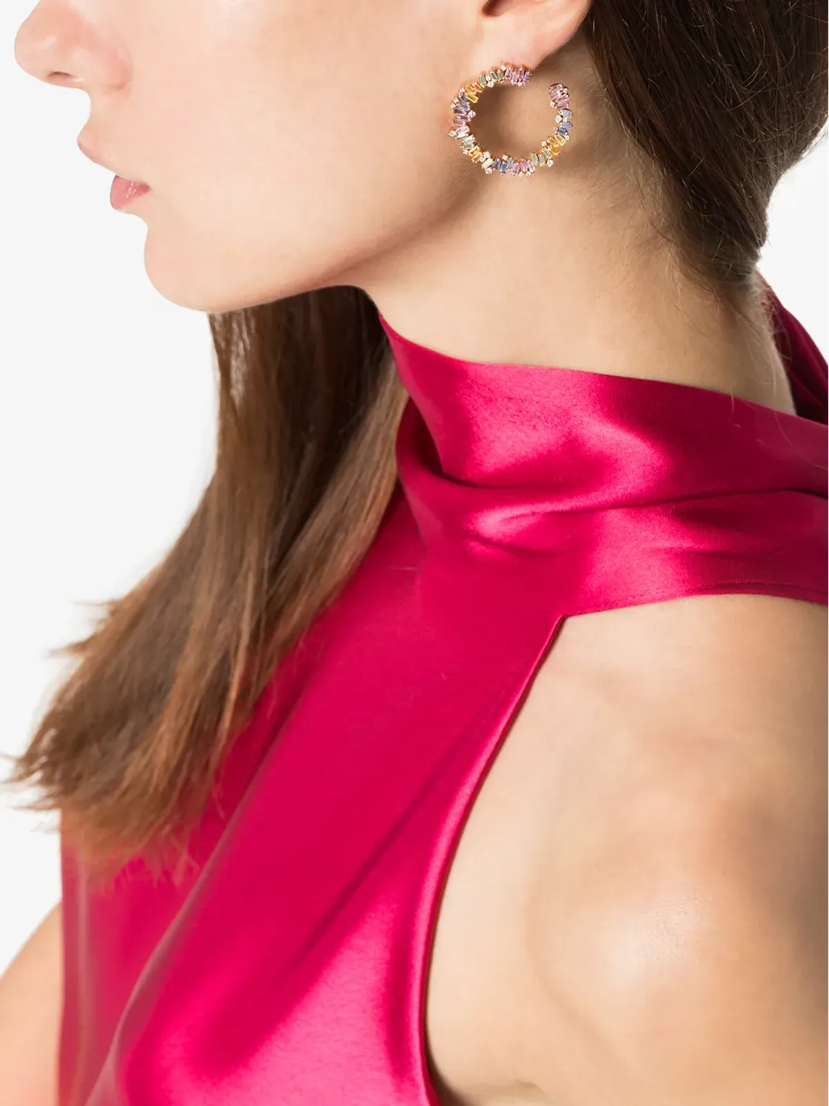 Suzanne Kalan 18kt ローズゴールド ファイヤーワークス サファイア フープピアス - 画像2