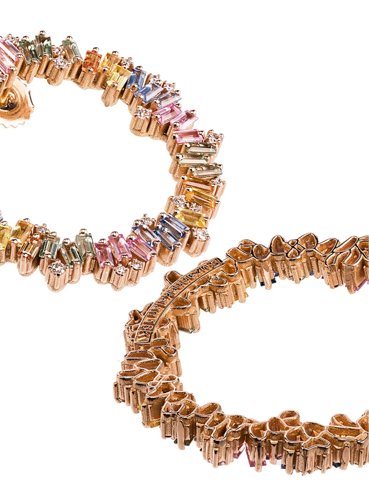 Suzanne Kalan 18kt ローズゴールド ファイヤーワークス サファイア フープピアス - 画像3