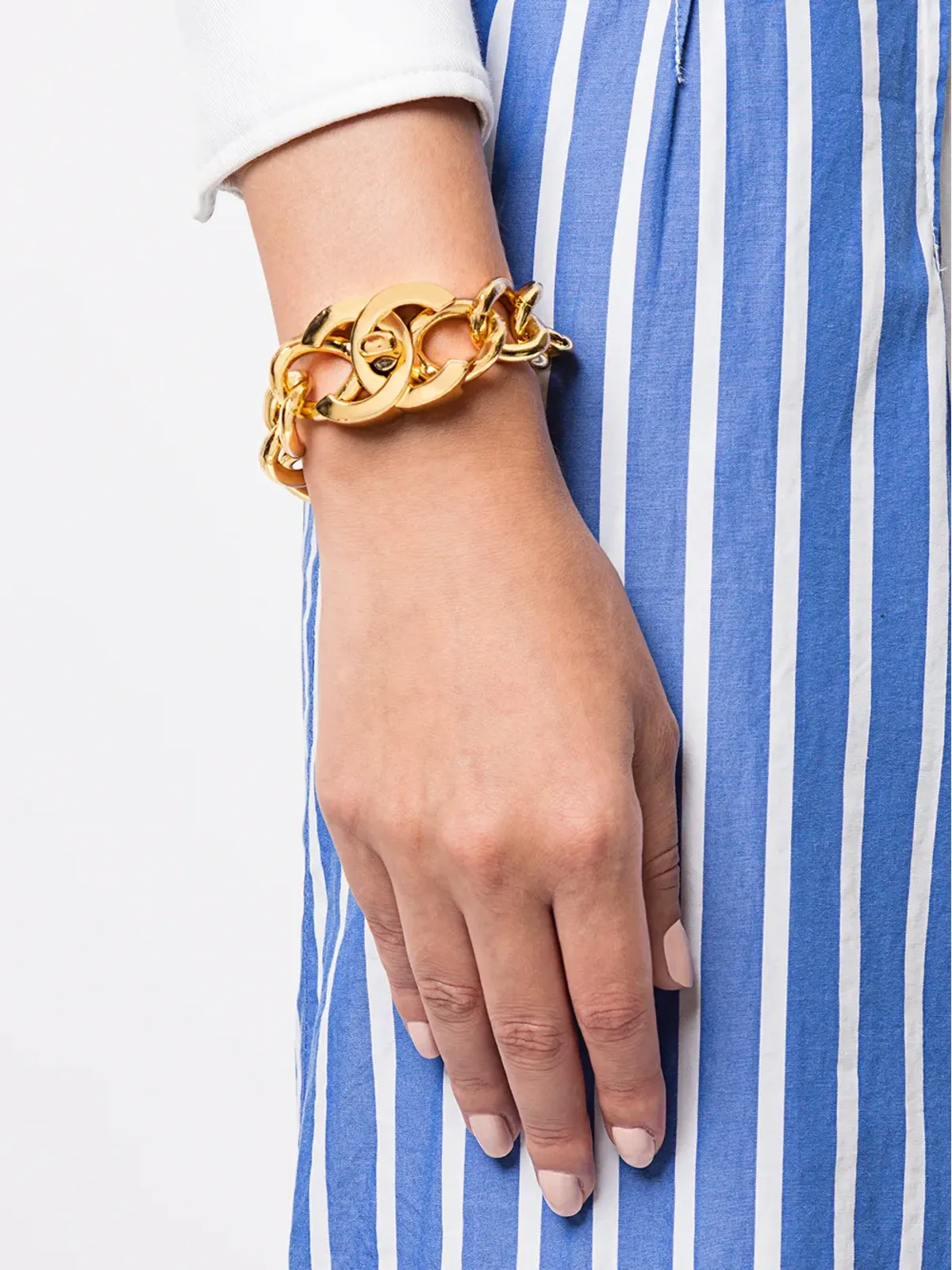 CHANEL Pre-Owned 1996 CCターンロックモチーフチェーンブレスレット - Gold - 画像2